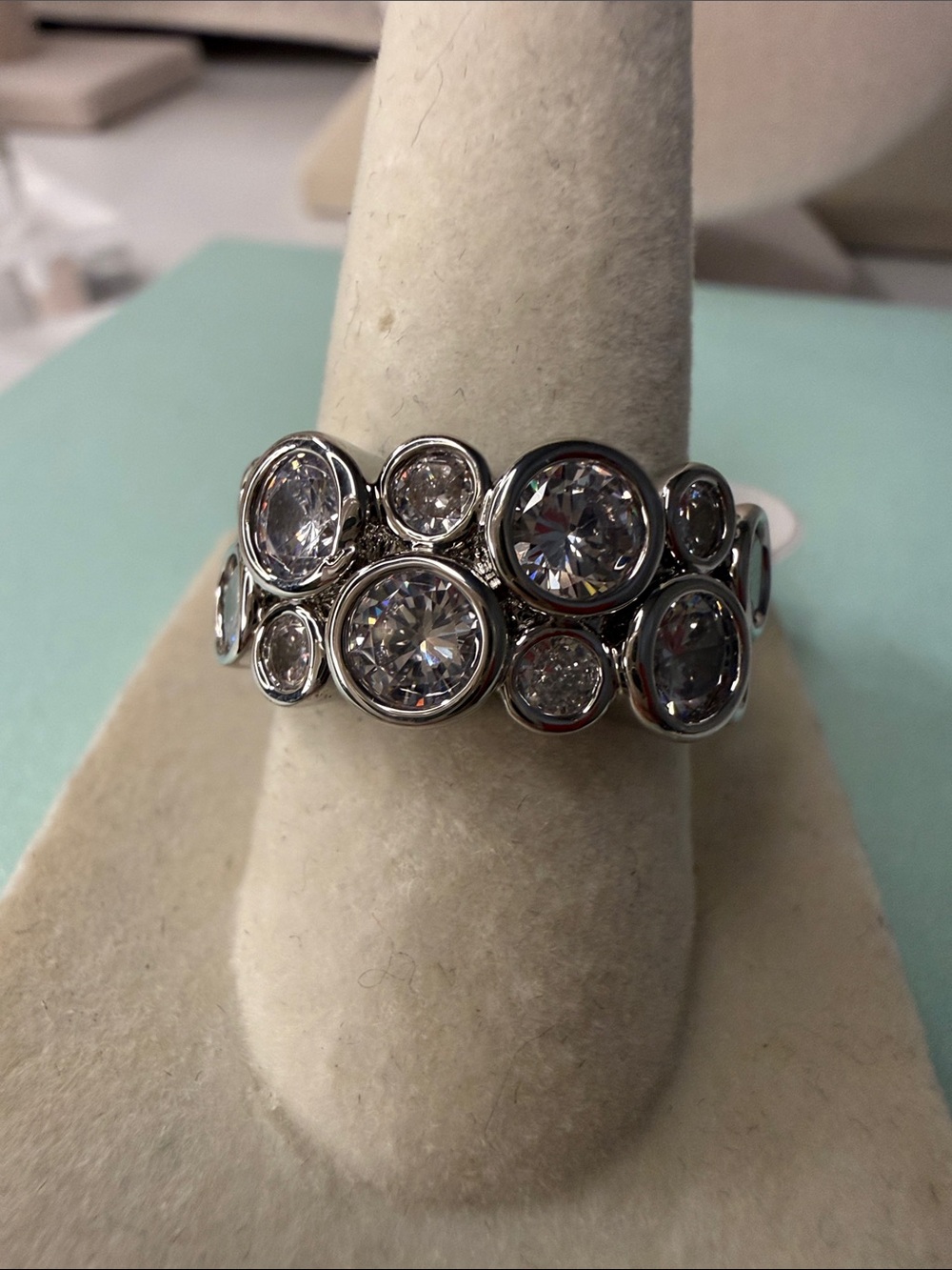 Sterling Multi-Stone Clear Crystal Stackable Ring